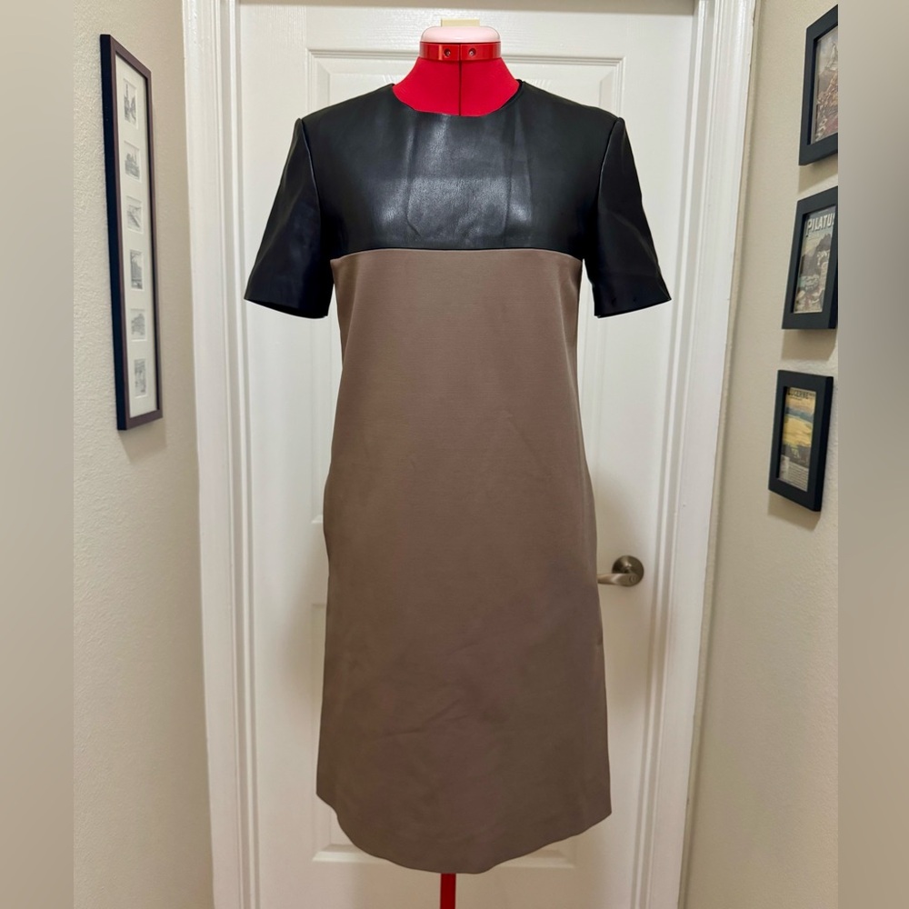 Les Copains Black and Tan ColorBlock Shift Dress sz 40